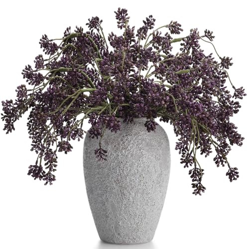 Thiccywoov 3 Pcs Plum Faux Berry Stems Artificial Dusty Sedum Berry Stems Picks Branches Faux Spray for DIY Holiday Farmhouse Home Mantel Harvest Decorations (32 Inch) | Amazon (US)