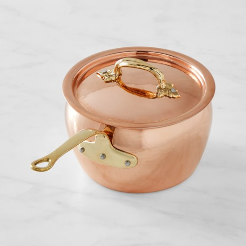 Ruffoni Historia Hammered Copper Saucepan with Vine Lid, 3-Qt. | Williams-Sonoma