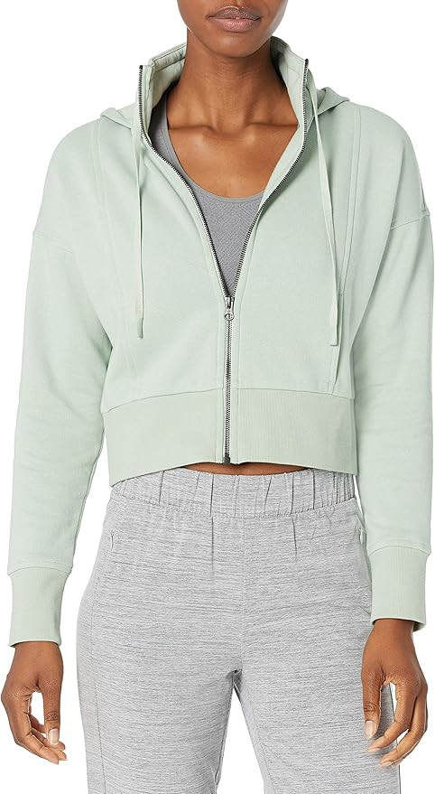 Core 10 Women's Super Soft Fleece Cropped Length Zip-Up Hoodie Sweatshirt | Amazon (US)