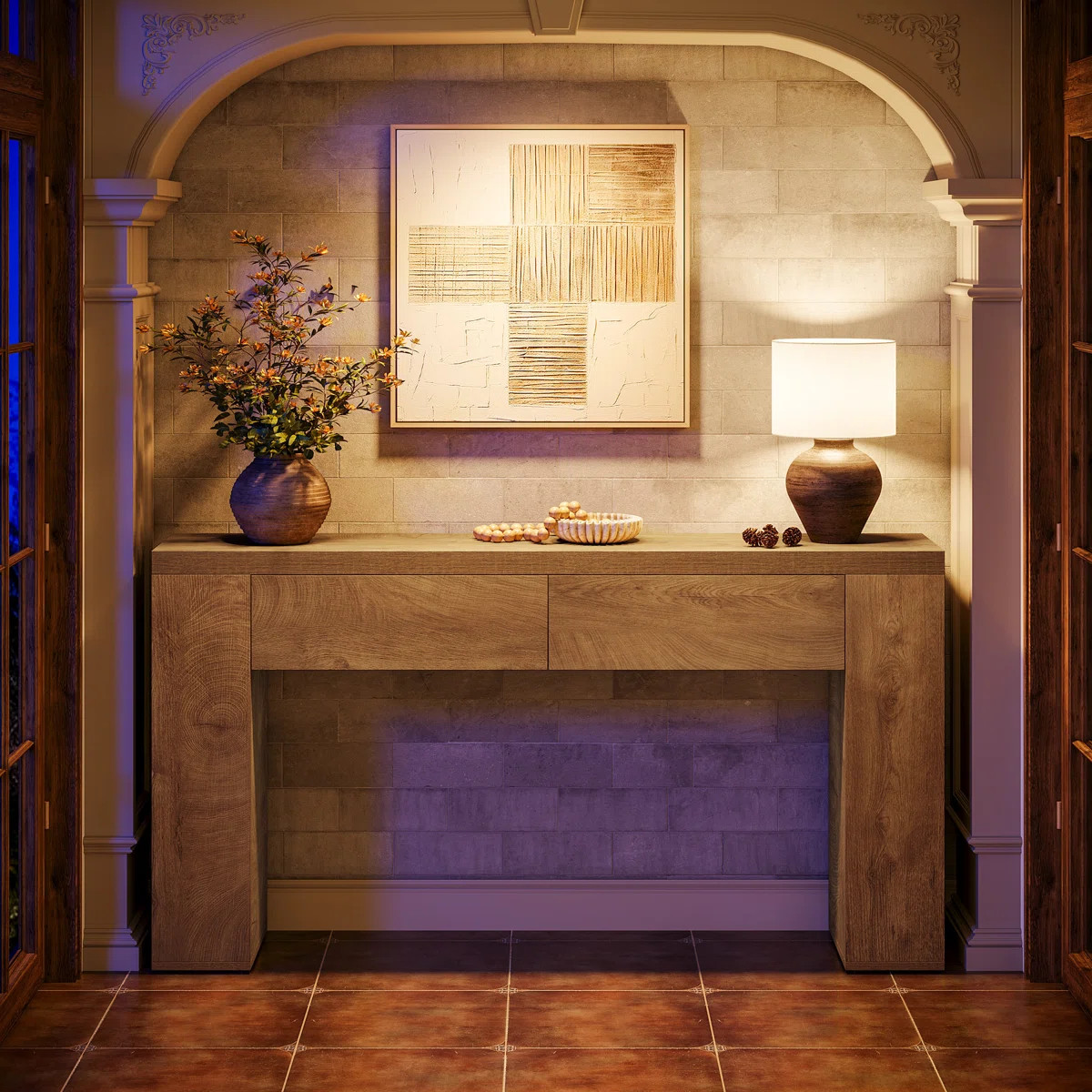 63" Wood Console Table With Drawers, Sofa Console Table For Living Room, Hallway, Entrance, | Wayfair North America