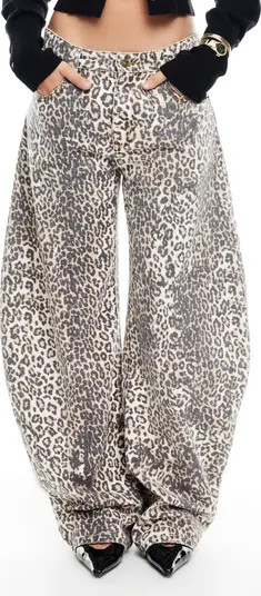 LIONESS Horseshoe Print Barrel Leg Jeans | Nordstrom | Nordstrom