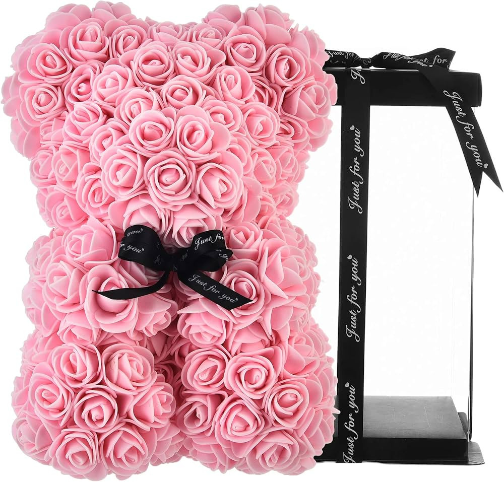 Rose Bear - Rose Teddy Bear 10 inch Teddy Flower Bear - Over 250 Dozen Artificial Flowers - Mothe... | Amazon (US)