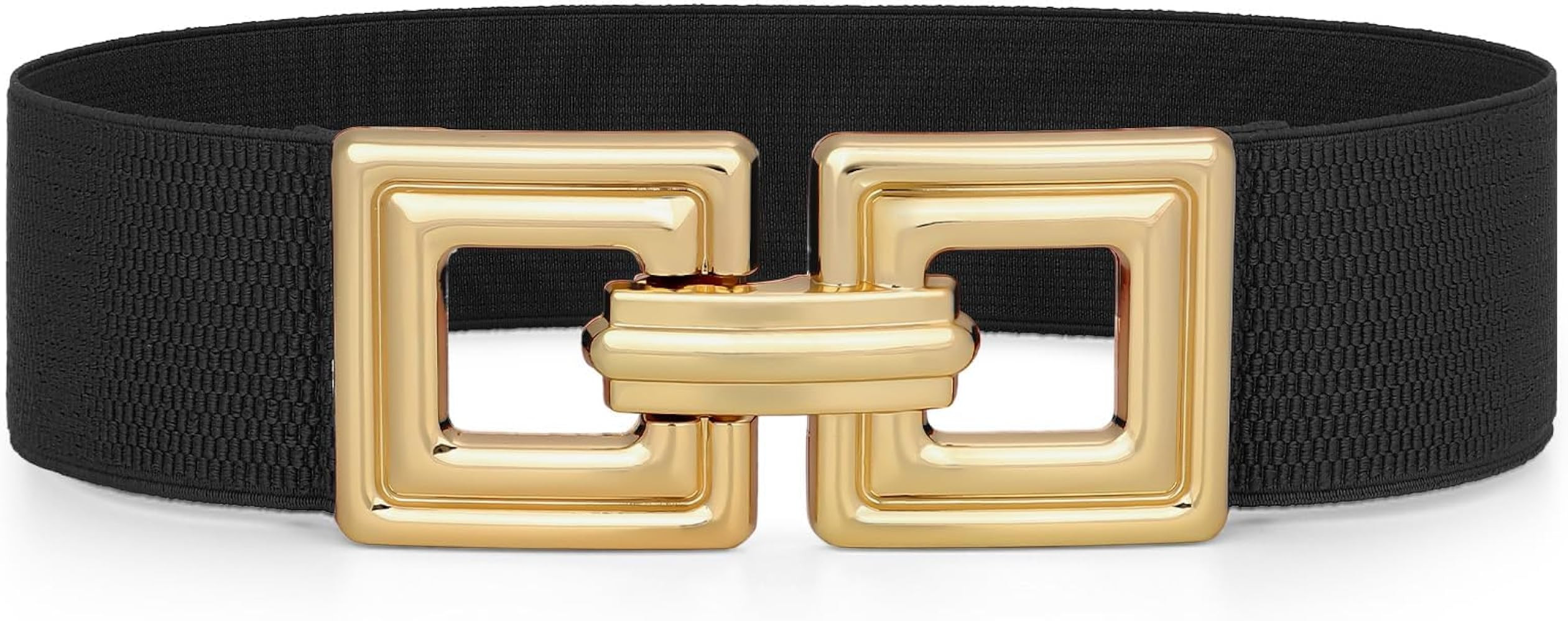 WHIPPY Women Wide Elastic Waist Belt Fashion Hollow Out Square Gold Buckle Stretchy Belt Waistban... | Amazon (US)