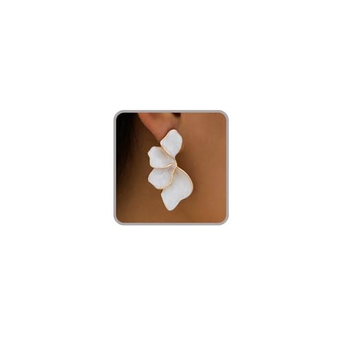 White Flower Earrings for Women Big Statement Earrings Chunky Large Ginkgo Leaf Floral Earring White Irregular Petal Spring Earring Summer Jewelry Vcation Hawaiian Beach Accessories | Amazon (US)