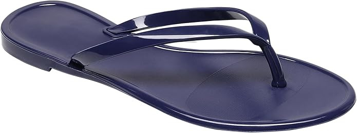 Womens Flip Flops Thong Sandals Jelly Shoes Flat for Ladies Slides Black Slippers Size 9 Slip On ... | Amazon (US)