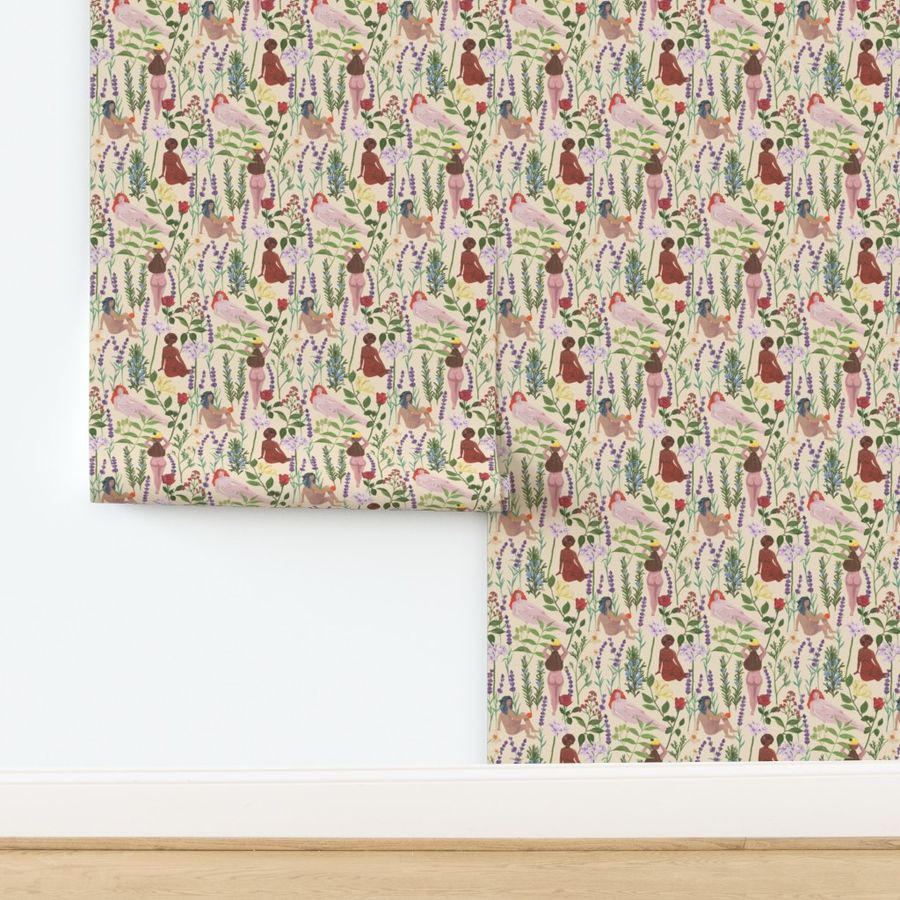 A Scented Garden - Neutral | Spoonflower