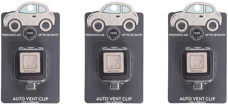 Bridgewater Candle Auto Vent Clip 3 Pack Long Lasting Car Air Freshener-Sweet Grace | Amazon (US)