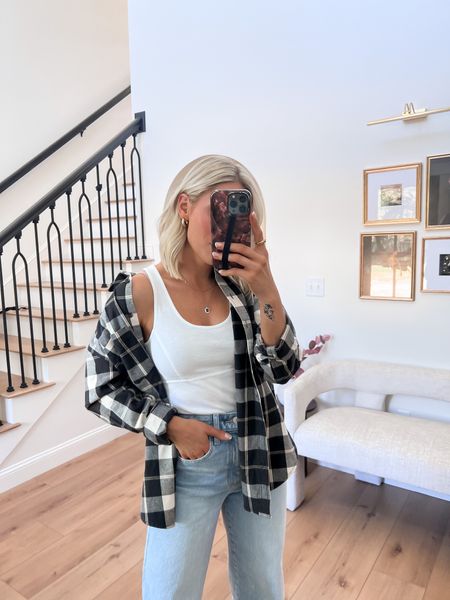 The perfect flannel #fall #basics 

Flannel- xs
Tank- xs
Jeans- 2 (size up if you want a looser fit like I am wearing) 

#LTKSeasonal #LTKunder50 #LTKstyletip