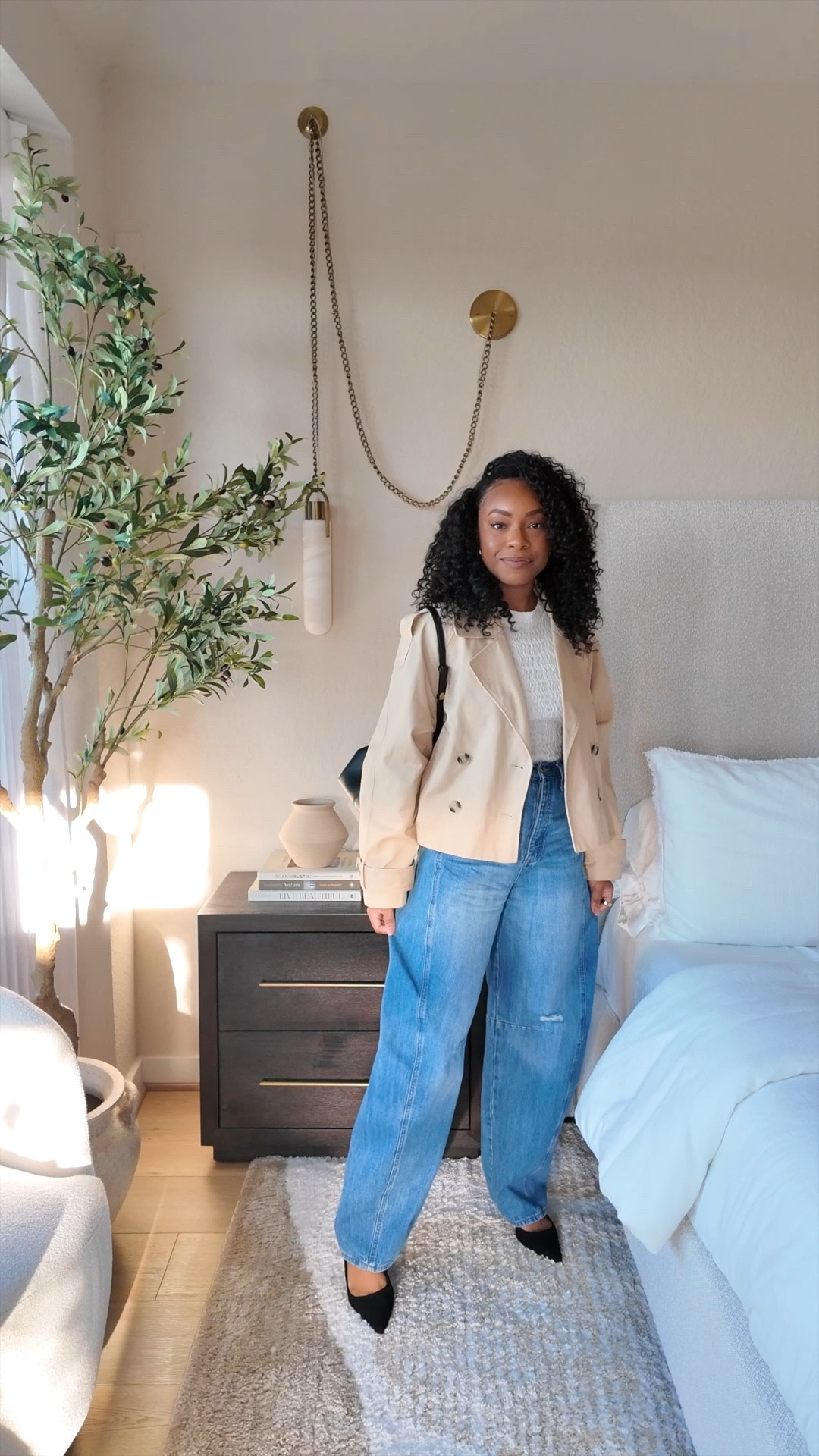 A casual outfit of the night! Loving how well these barrel jeans pair perfectly with the trench coat and slingback pumps for an effortless casual date night look! 

#LTKStyleTip #LTKFindsUnder100 #LTKWatchNow