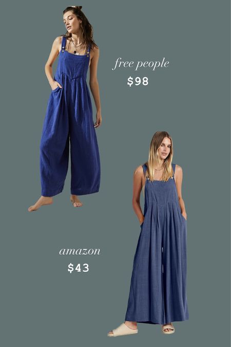 I saw someone wearing these free people overalls and thought they had the same ones as me from Amazon! They look identical! I have the green color and think it is so perfect. #dupe #overalls #jumpsuit

#LTKunder50 #LTKsalealert #LTKfit