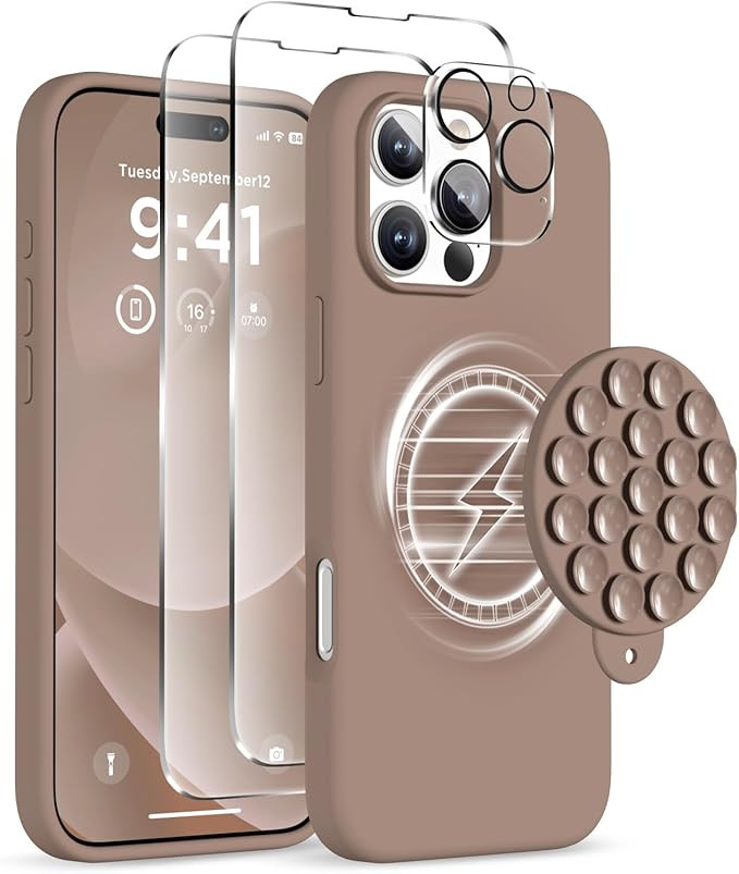 Magnetic for iPhone 16 Pro Max Case, Compatible with Magsafe, Suction Cup Phone Mount, [2 Screen ... | Amazon (US)