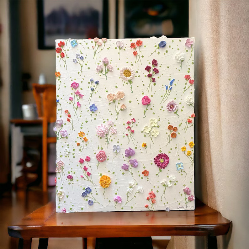 Wildflowers VI - Extra Large 16x20" - 3D Acrylic Flower Painting Floral Composition - Home Decor ... | Etsy (US)