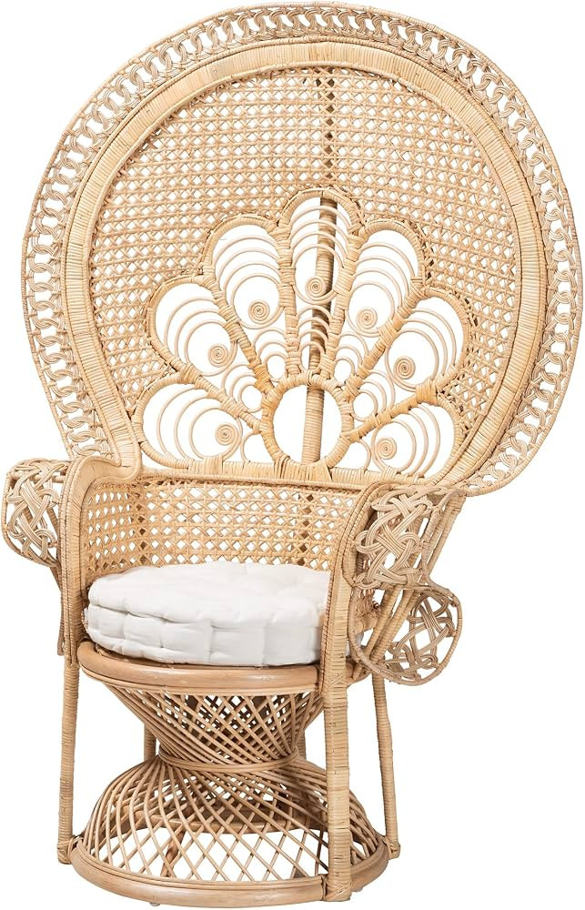 Bali & pari Ediva Modern Bohemian Natural Rattan Peacock Chair | Amazon (US)