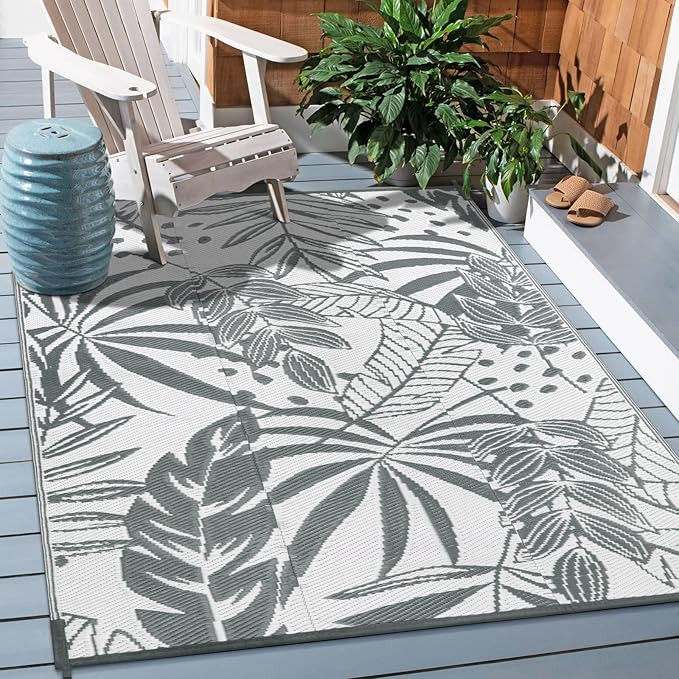 Anidaroel Outdoor Rugs 4x6ft for Patios Clearance Waterproof, Reversible Tropical Plastic Straw C... | Amazon (US)