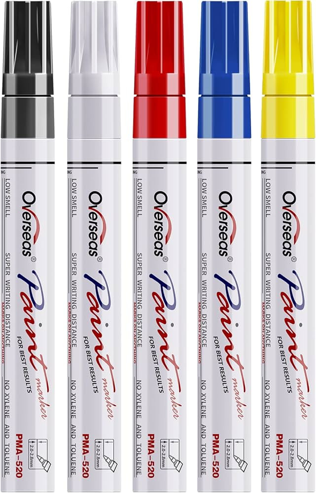 Paint Marker Pens - 5 Colors Permanent Oil Based Paint Markers, Medium Tip, Quick Dry and Waterpr... | Amazon (US)