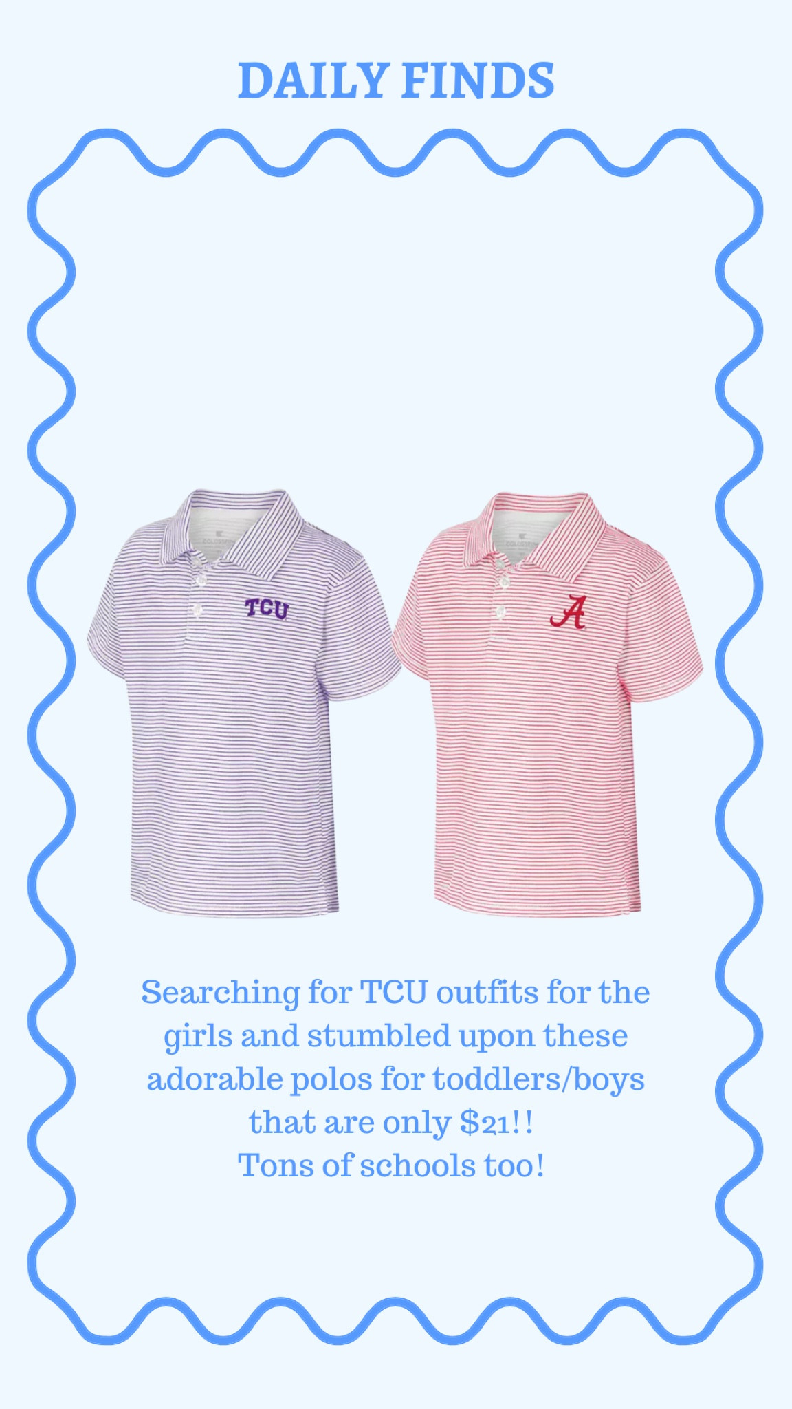 collegiate polos for little boys
#gameday #tcu #alabama #arkansas 

#LTKkids