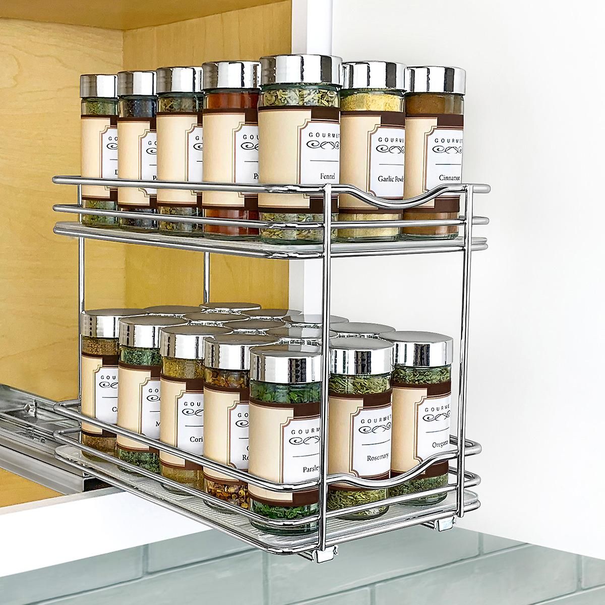 LYNK Wide Double Spice Rack Chrome | The Container Store