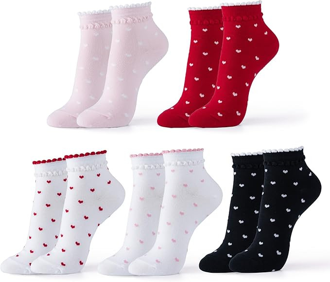 kikiya socks Women Ankle | 4-6 Pairs Heart Design Cute Animal Graphic Novelty Fruit Print Ladies ... | Amazon (US)