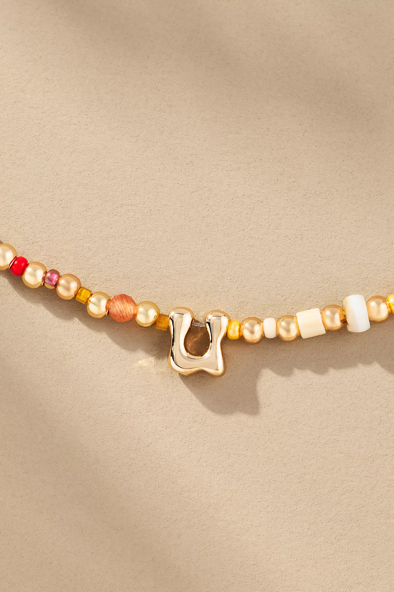 Beaded Bubble Letter Lowercase Monogram Necklace | Anthropologie (US)