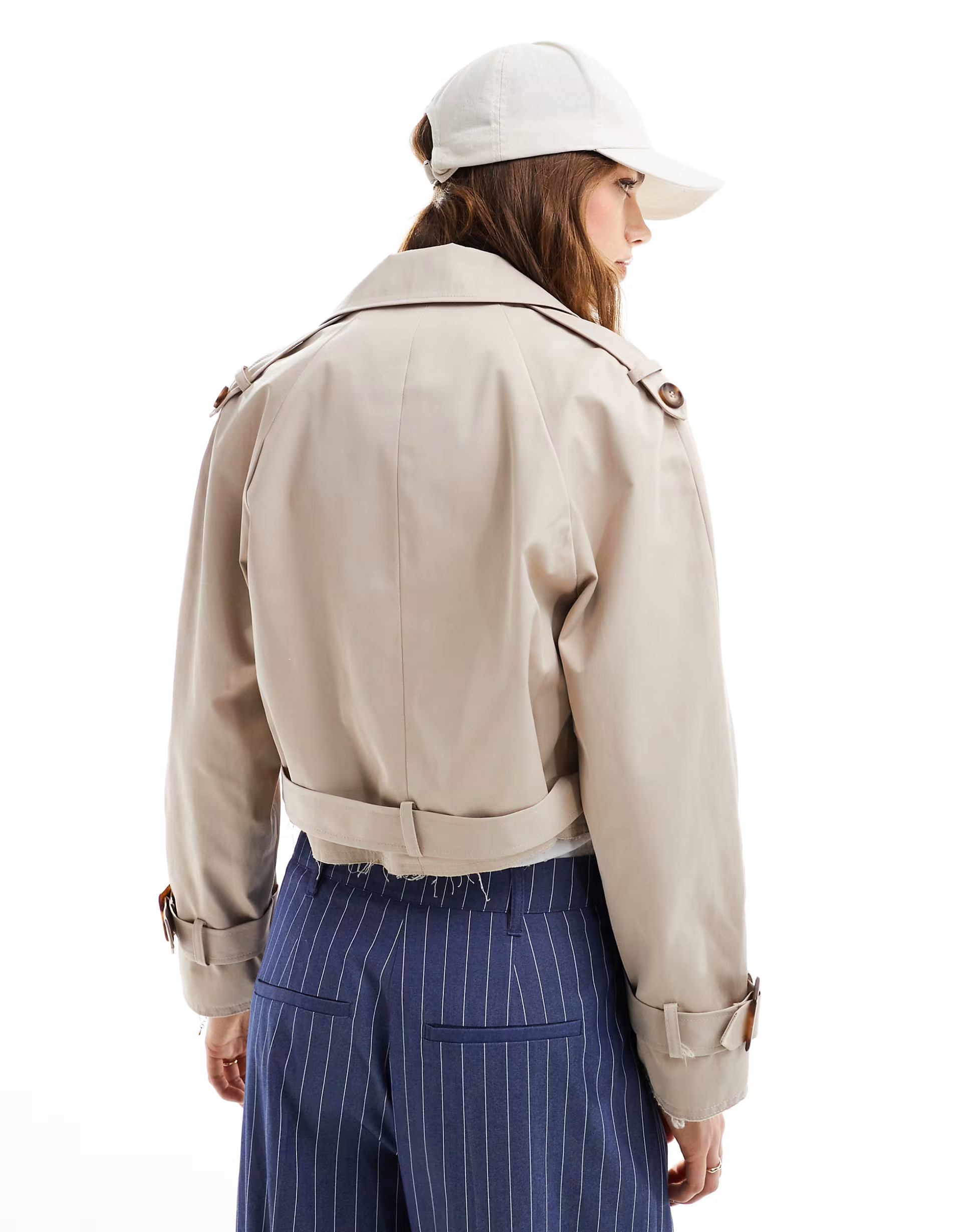 Miss Selfridge crop trench coat in beige | ASOS | ASOS (Global)