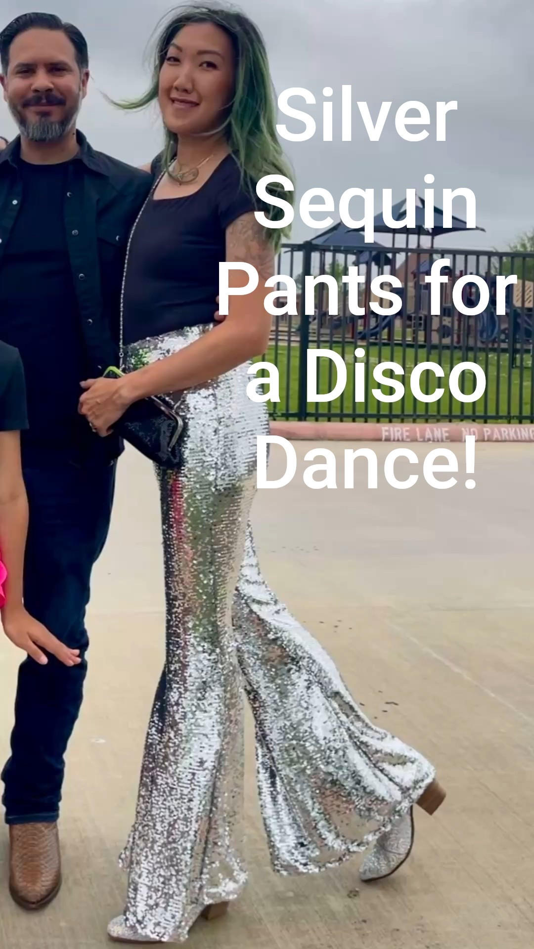 We had a neon glow disco theme school dance so I wore these Disco ball silver sequin flare leg pants 💃🏼🕺🪩 sizes xxs-xxl

The perfect black double lined fitted tee also linked. 

#LTKFestival #LTKStyleTip #LTKParties