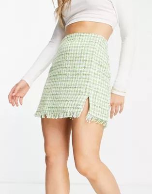 Stradivarius tweed mini skirt in green - part of a set | ASOS (Global)