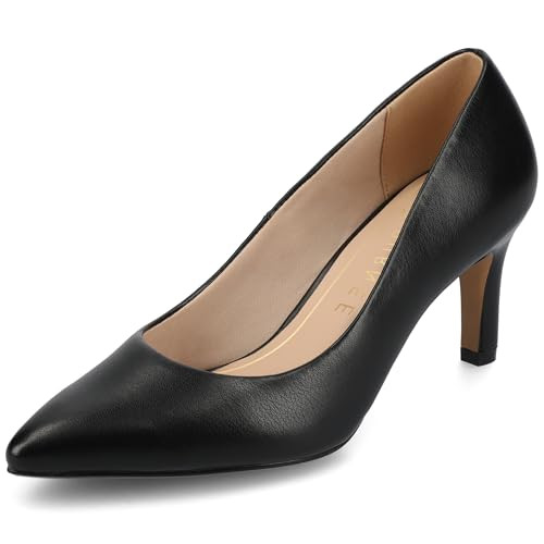 Journee Collection Womens Scylee Stiletto Heel Dress Pumps Cushioned Slip On Pointed Closed Toe Fashion Shoe Black, 8 Wide | Amazon (US)