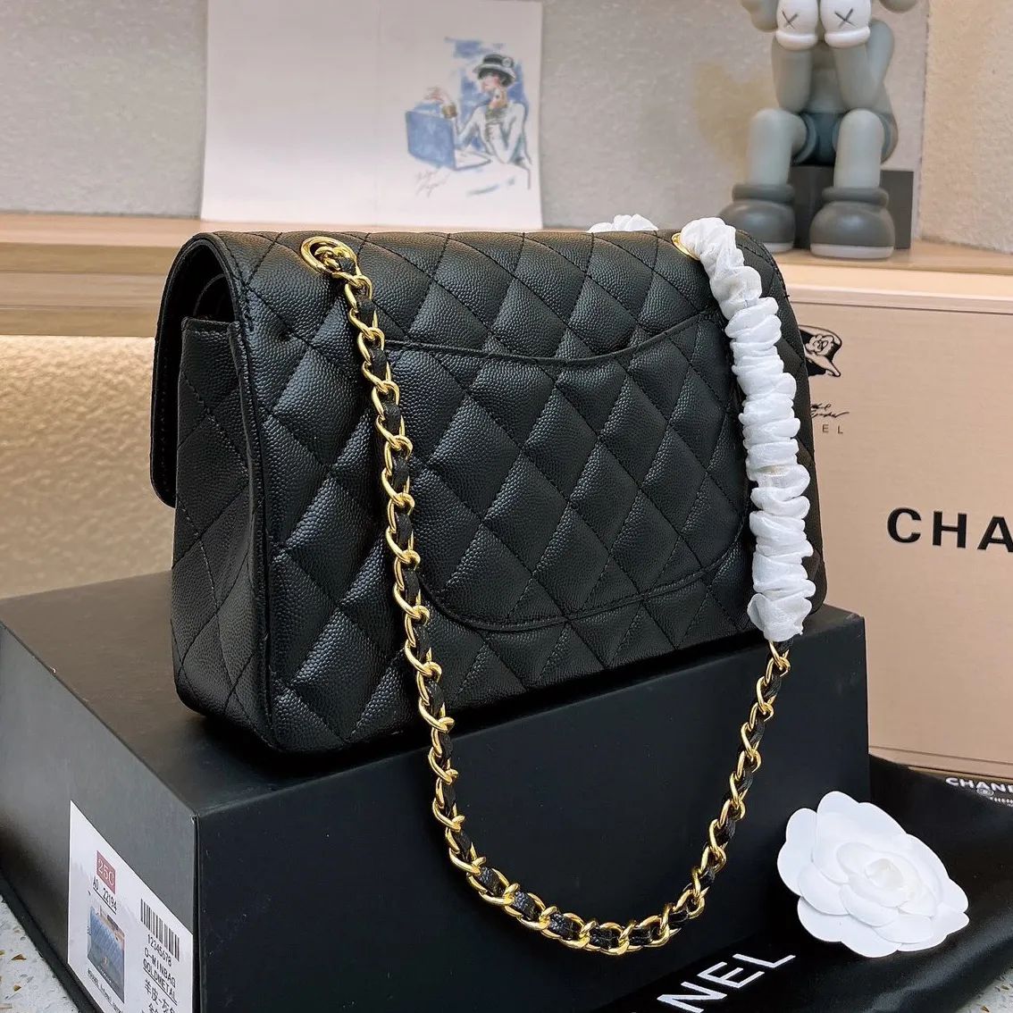 Chanel Womens Classic Double Flap Caviar Designer Bags 538309 Large Capacity Handbags 25x17CM | DHGate