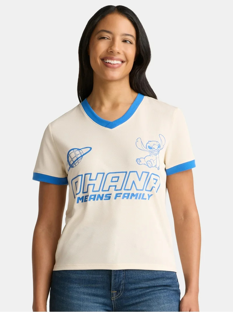 Disney Stitch Women’s Sporty Graphic Tee, Sizes XXS-XXL | Walmart (US)