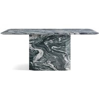 Cosmos Sculptural Rectangular Marble Dining Table with Block Pedestal Base / 6ft - Rosso Luana | Eternity Modern