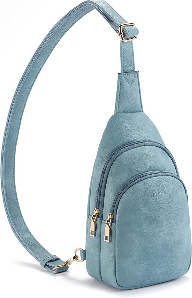 Telena Sling Bag for Women Leather Fanny Pack Crossboday Bags Sling Backpack for Women Teal | Amazon (US)