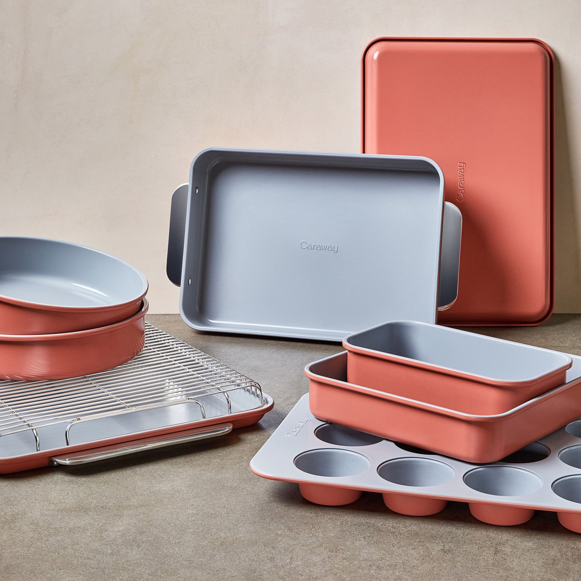 11 Piece Bakeware Set In Perracotta | Non-Stick, Non-Toxic, Easy To Clean, Scratch Resistant Ceramic Bakeware | Oven Safe & Durable | Caraway | Caraway