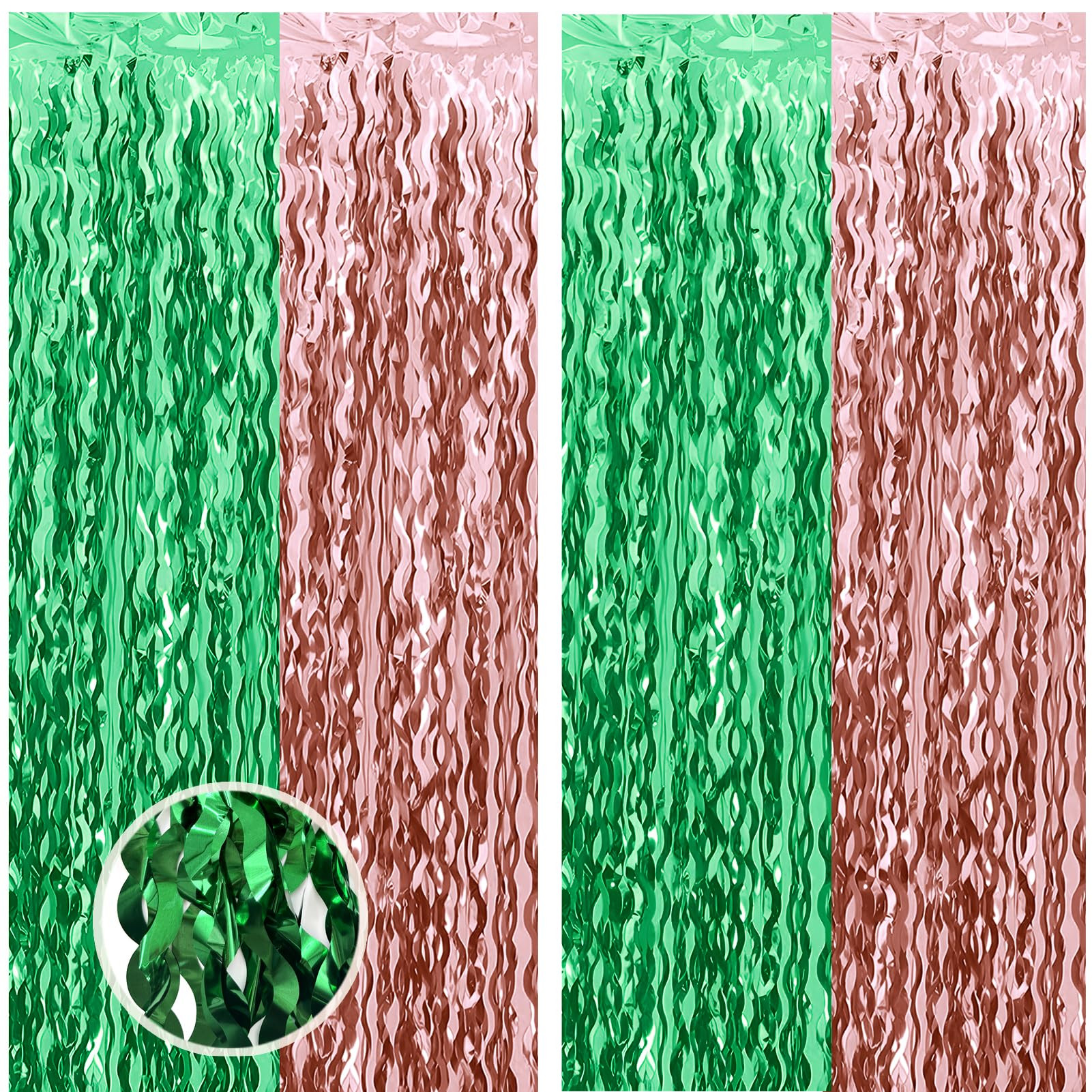 Wavy Green and Brown Tinsel Foil Fringe Curtains Football Photo Booth Props for Football Party De... | Amazon (US)