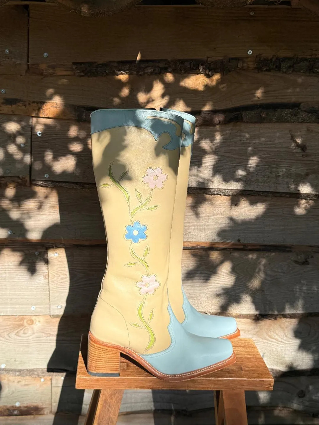 Floral Boots Blue | Etsy (US)