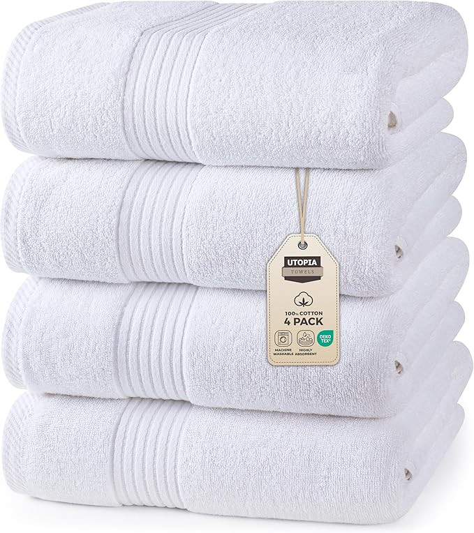 Utopia Towels 4 Pack Bath Towels Set, 27 by 54 Inches, 100% Ring Spun Cotton, Quick Dry, Highly A... | Amazon (US)