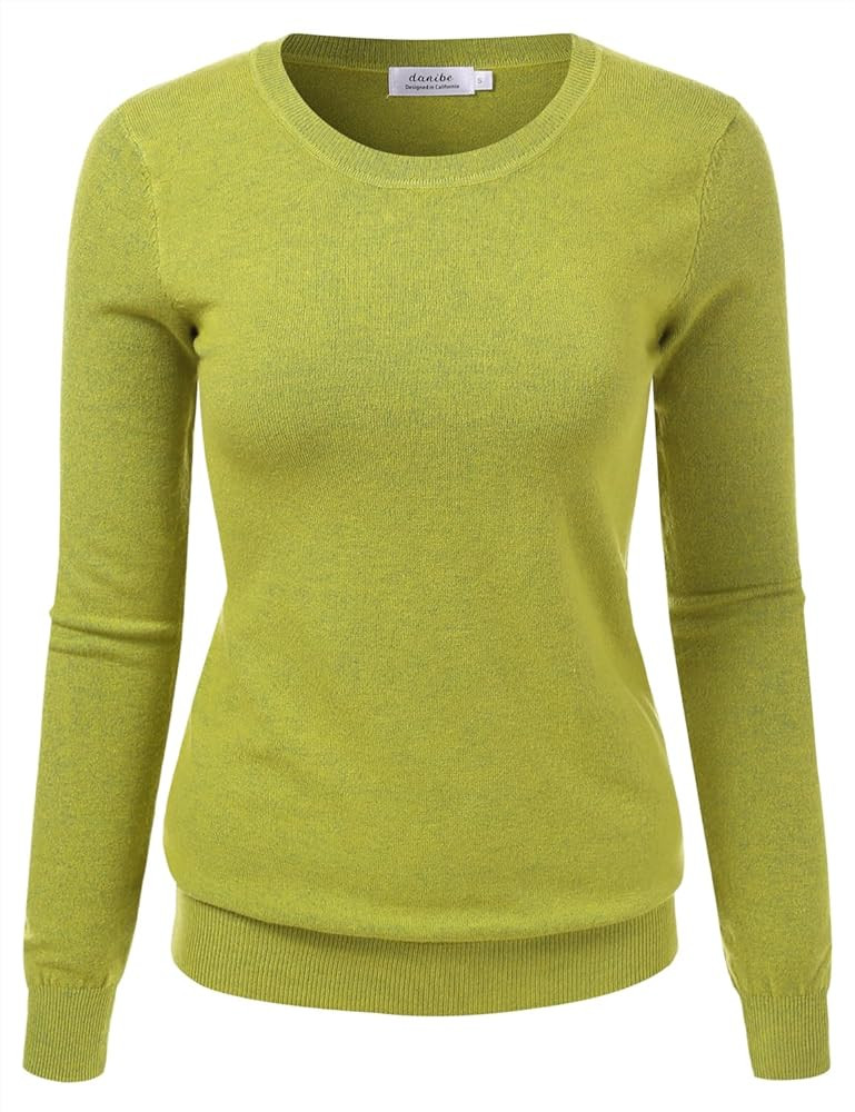 danibe Women's Crewneck Long Sleeve Pullover Premium Soft Knit Sweater (S-XXL) | Amazon (US)