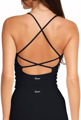 Danysu Sculpt Workout Tank Tops Women Backless Longline Sports Bras Strappy Padded Yoga Top | Amazon (US)