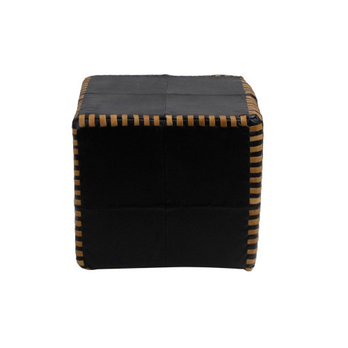 Peninsula Home Leather Cube Stiched, Black | Gracious Style