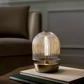 Buy Habitat Ribbed Glass Portable Table Lamp - Brushed Brass | Table lamps | Habitat | Habitat UK
