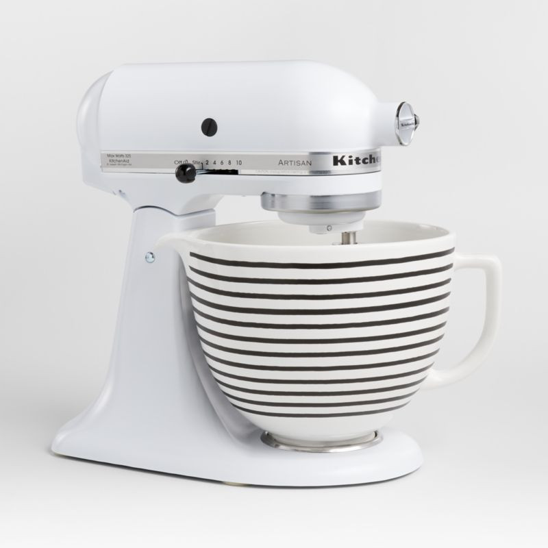 KitchenAid Artisan Series Matte White 5-Quart Tilt-Head Stand Mixer with Black-and-White Striped ... | Crate & Barrel