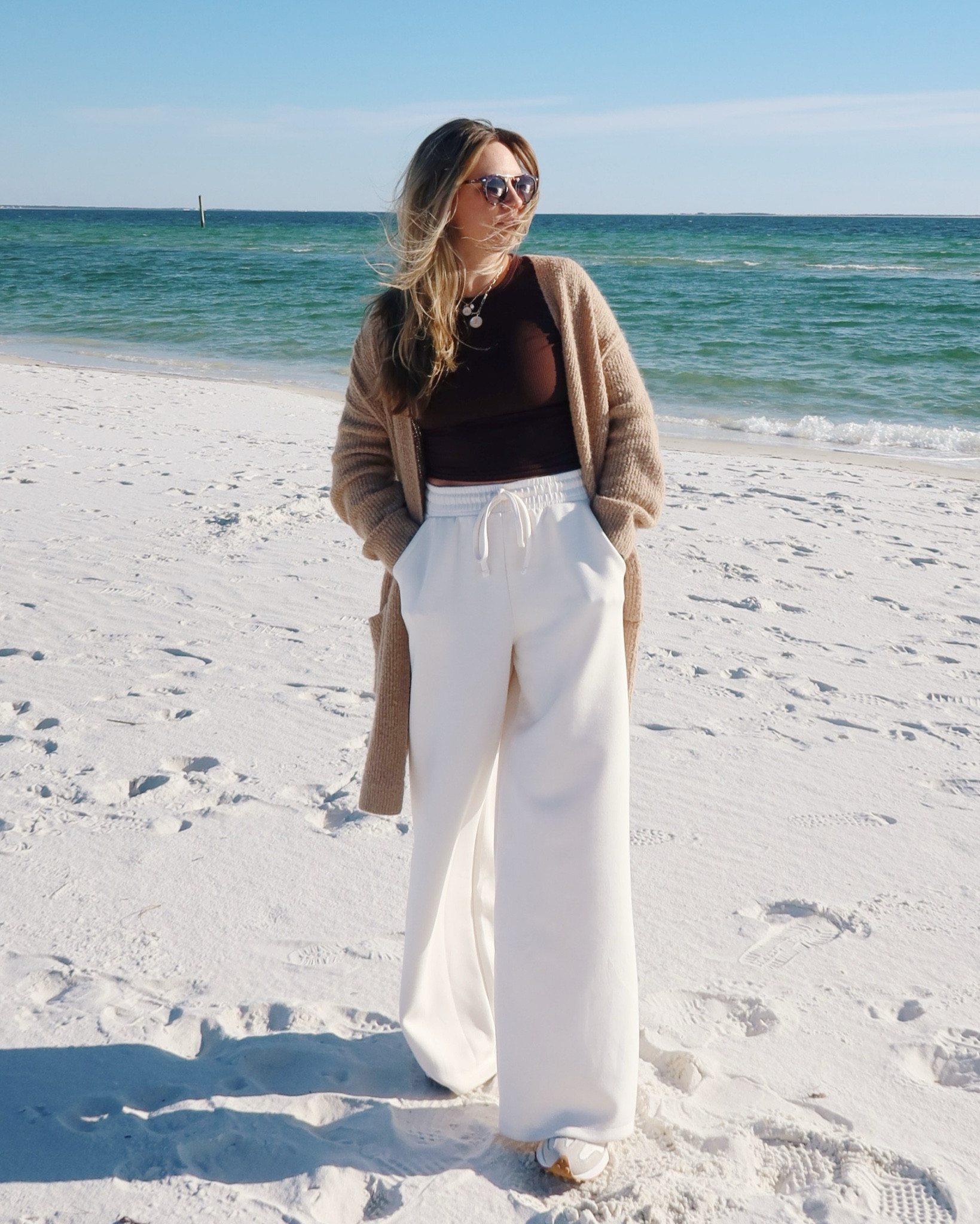 Cozy casual! Comfy wide leg sweatpants, oversized cardigan and my favorite knockoff sunnies! 

#LTKFindsUnder50 #LTKStyleTip #LTKTravel
