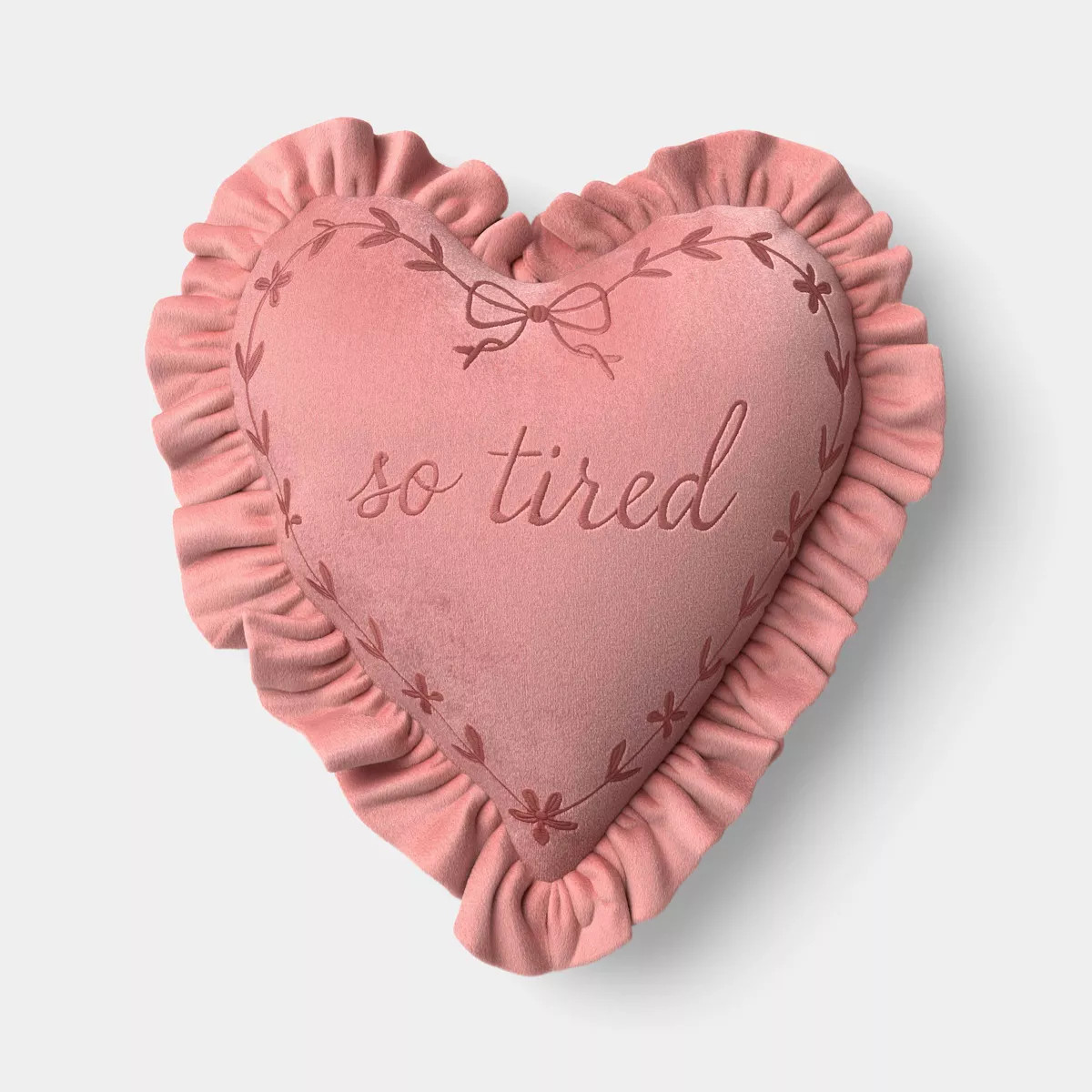 14" Heart Shaped So Tired Toss Throw Pillow Dark Pink - Room Essentials\u2122 | Target