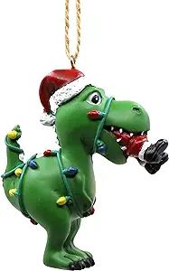 Bella Haus Christmas Shoppe 3” Santa Dino Attack Funny Christmas Tree Ornament | Tree Figurines... | Amazon (US)