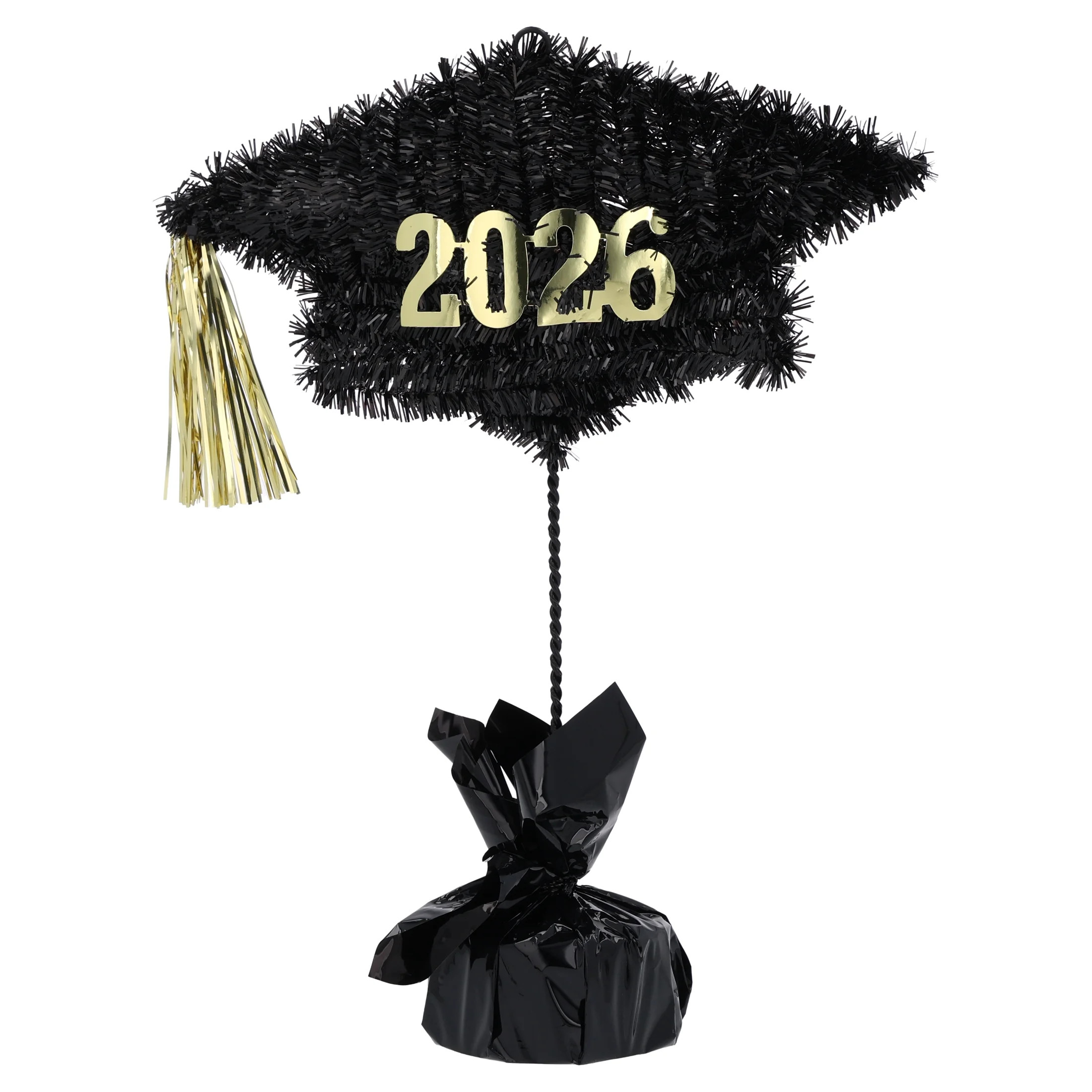 2026 Tinsel Cap Tabletop Decoration, Black and Gold, 14.75", Graduation by Way To Celebrate | Walmart (US)