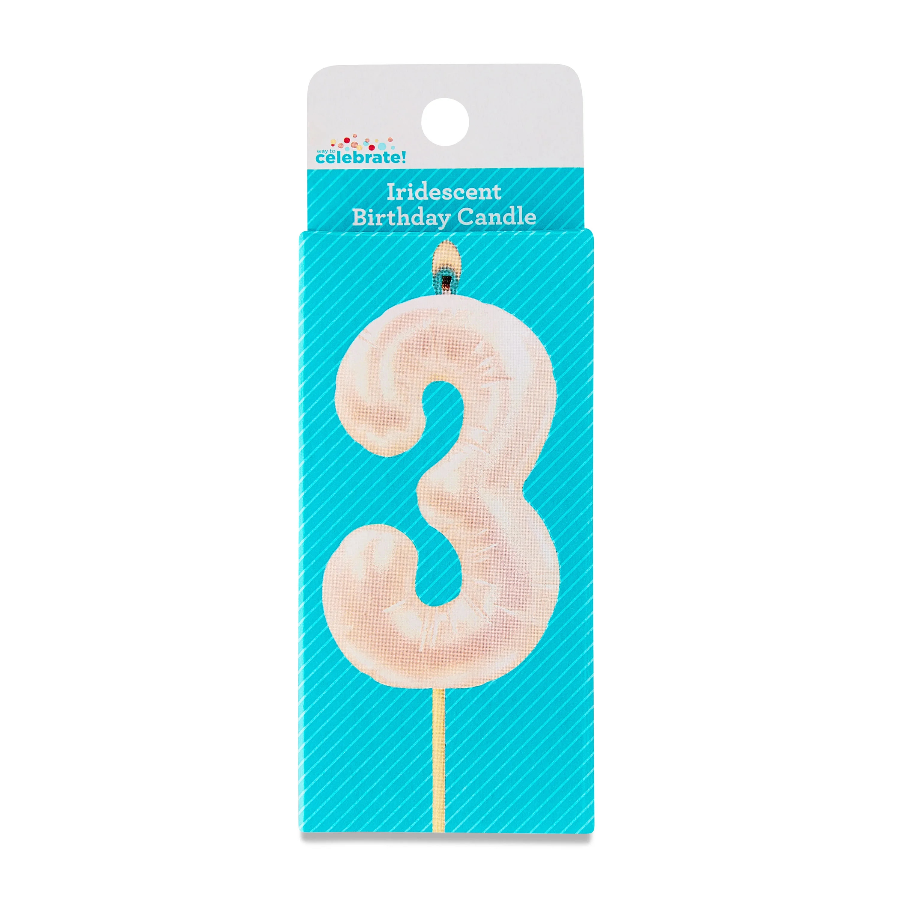 Iridescent Number 3 Birthday Candle, by Way To Celebrate | Walmart (US)