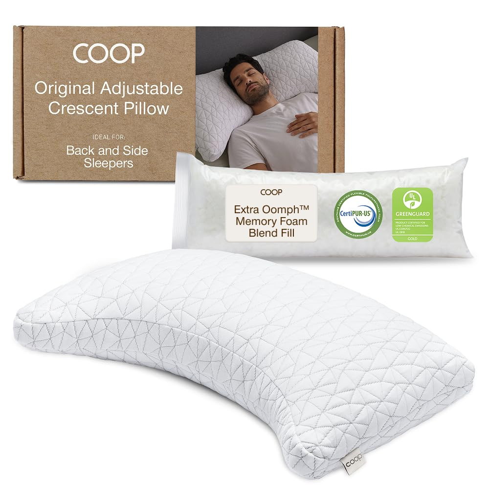 Coop Home Goods Original Crescent Adjustable Pillow, Queen Bed Pillows for Shoulder, Neck & Head ... | Amazon (US)