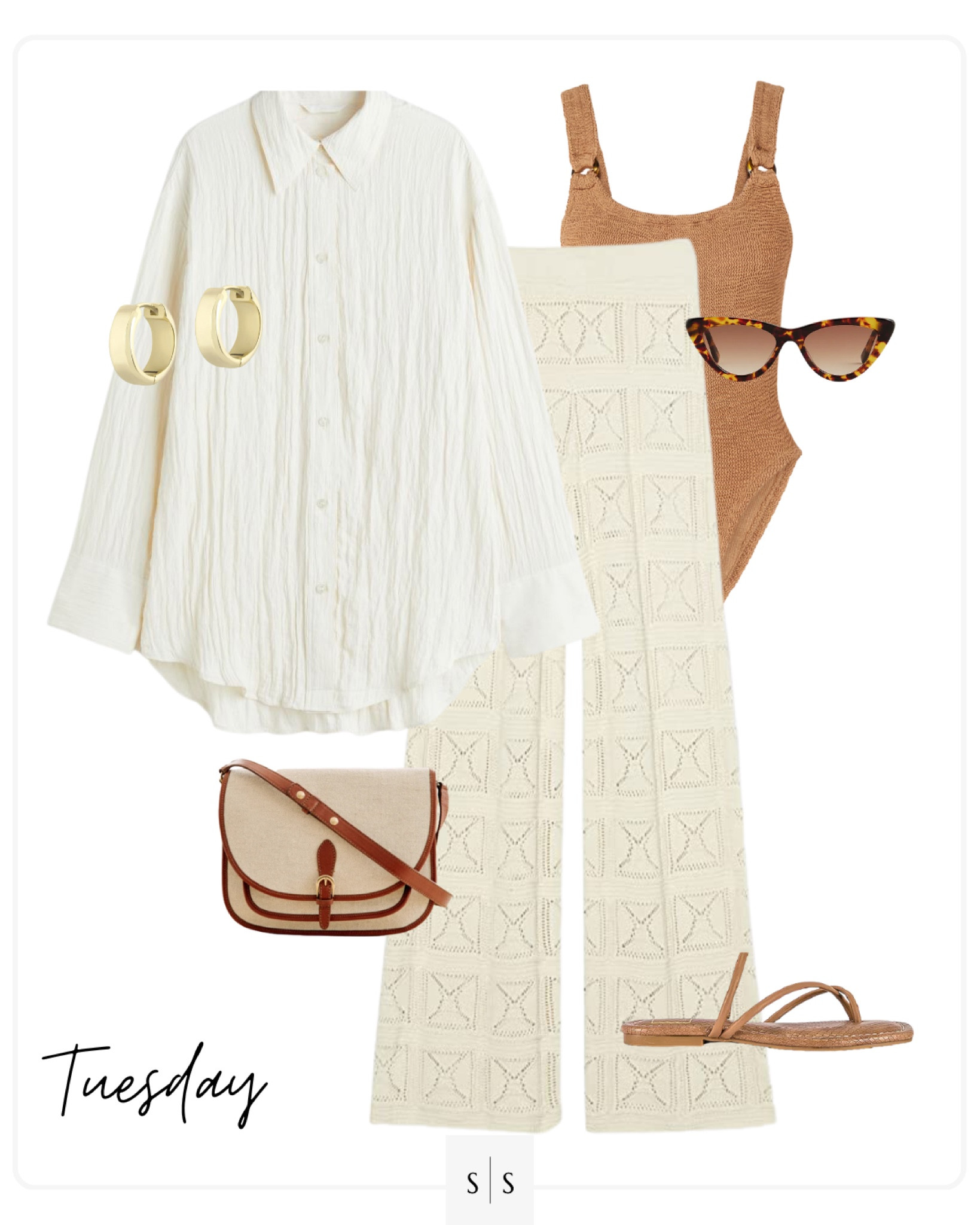 Style Guide of the Week | crochet coverup pant, crinkle shirt, swimsuit, raffia crossbody, strap sandal, sunglasses

Outfit ideas, Spring outfits, Summer outfits, vacation inspired, travel, airport, resort wear. See all details on thesarahstories.com ✨

#LTKtravel #LTKstyletip #LTKFind