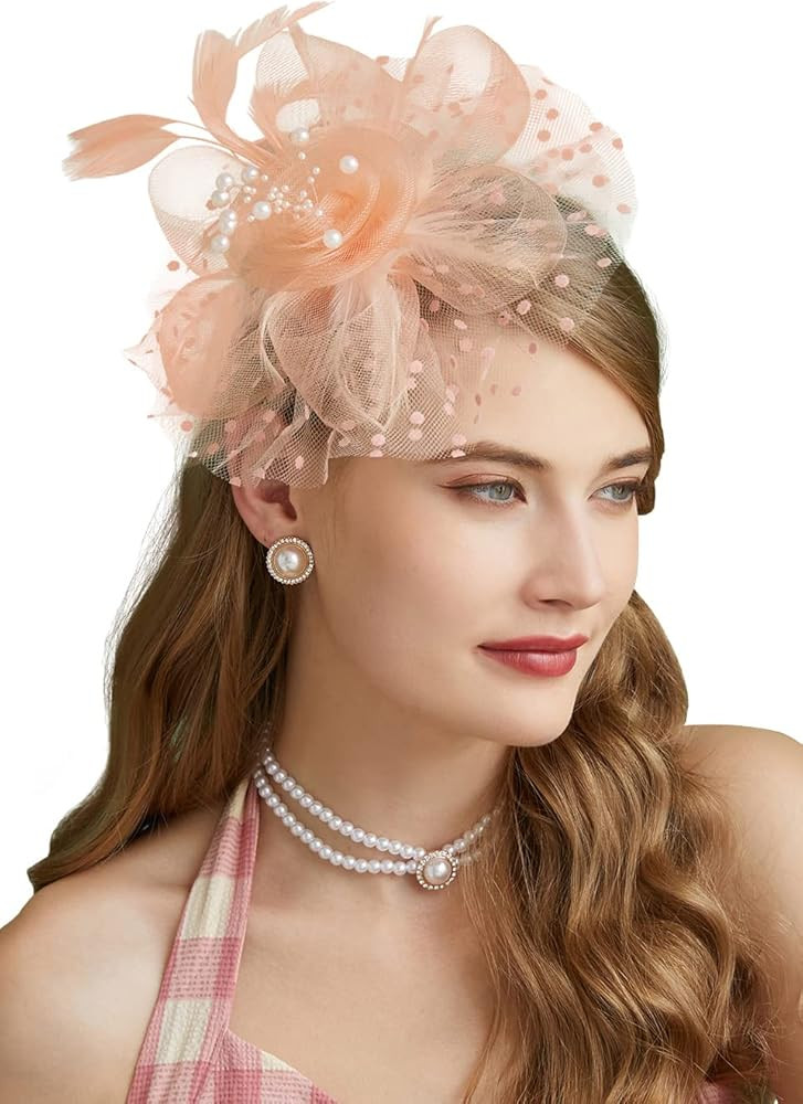 Cizoe Fascinators Hat for Women Tea Party Headband Kentucky Derby Wedding Flower Cocktail Mesh Fe... | Amazon (US)