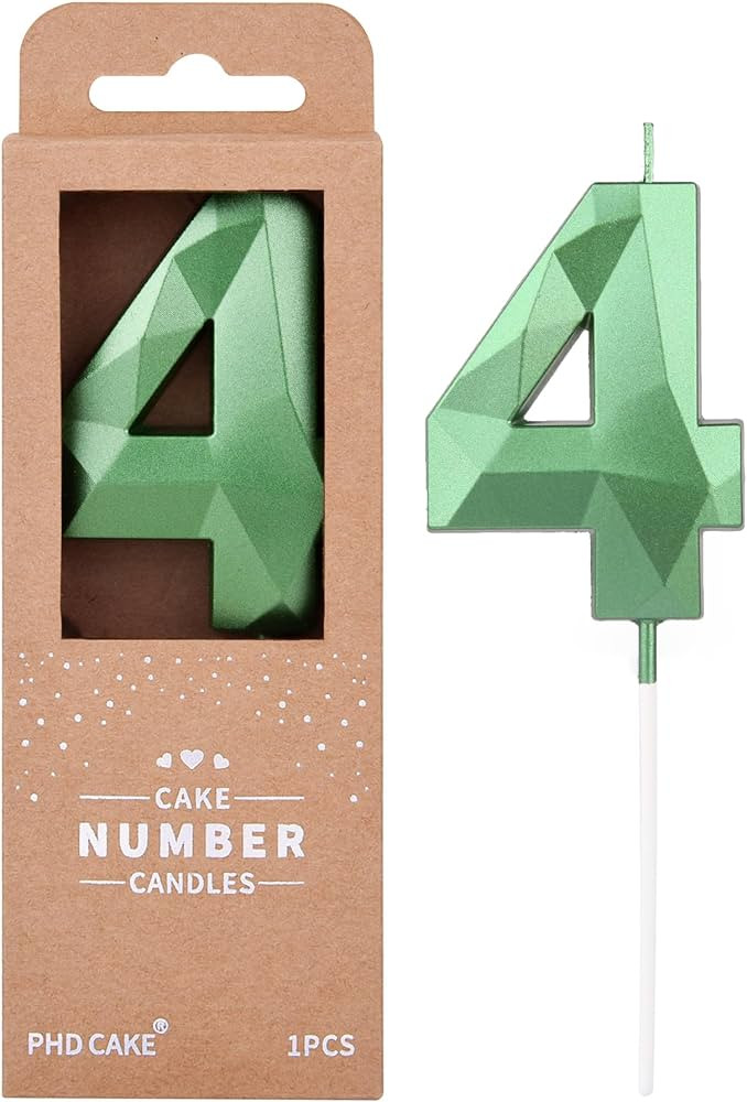 PHD CAKE 2.76 Inch Crystal Green 4 Number Cake Candle, Numeral Birthday Candles, Green Number Can... | Amazon (US)