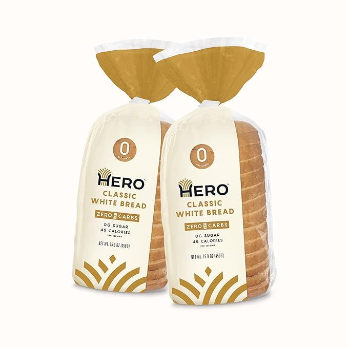 Hero Classic White Bread — Delicious Bread with 0g Net Carb, 0g Sugar, 45 Calories, 11g Fiber p... | Amazon (US)